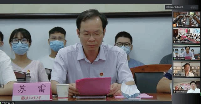 说明: 机械工程学院党委书记董国疆发表讲话1,说明: 广东工业大学自动化学院党委书记苏雷讲话