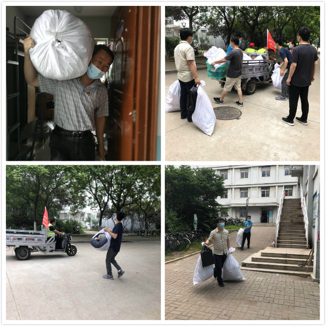 老师们来回搬运行李